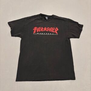 Y2K Thrasher Magazine Japanese Font Writing Skater Graphic T Shirt Mens Large